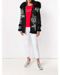 Женская черная дубленка с вышивкой от Mr & Mrs Italy