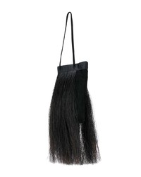 Черная замшевая большая сумка c бахромой от Helmut Lang