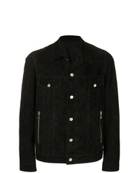 Мужская черная замшевая куртка-рубашка от Balmain