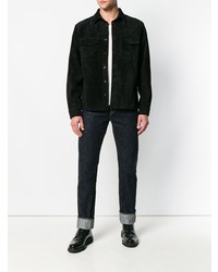 Мужская черная замшевая куртка-рубашка от Ajmone
