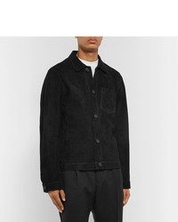Мужская черная замшевая куртка-рубашка от Ami