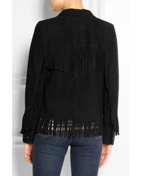 Женская черная замшевая куртка от Saint Laurent