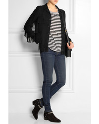 Женская черная замшевая куртка от Saint Laurent