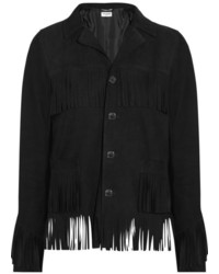Женская черная замшевая куртка от Saint Laurent