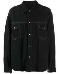 Мужская черная замшевая рубашка с длинным рукавом от A.N.G.E.L.O. Vintage Cult