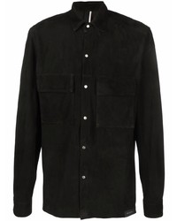 Мужская черная замшевая рубашка с длинным рукавом от Low Brand