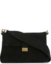 Женская черная замшевая стеганая сумка от Chanel