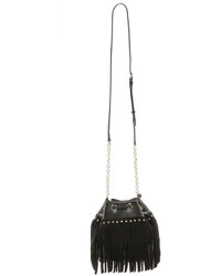 Черная замшевая сумка-мешок c бахромой от Diane von Furstenberg