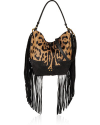Женская черная замшевая сумка с леопардовым принтом от Jerome Dreyfuss