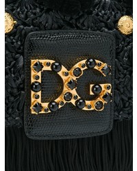 Черная замшевая сумка через плечо c бахромой от Dolce & Gabbana
