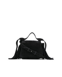 Черная замшевая сумка через плечо c бахромой от Elena Ghisellini