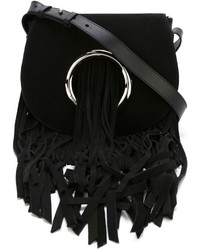 Черная замшевая сумка через плечо c бахромой от Emilio Pucci