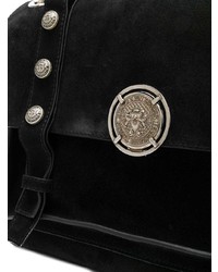 Черная замшевая сумка через плечо с украшением от Balmain