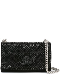 Черная замшевая сумка через плечо с украшением от Versace