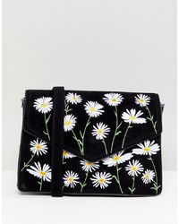 Черная замшевая сумка через плечо с цветочным принтом от Skinnydip