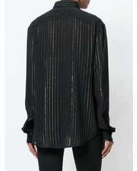 Женская черная классическая рубашка в вертикальную полоску от Saint Laurent