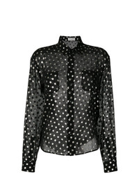 Женская черная классическая рубашка в горошек от Saint Laurent