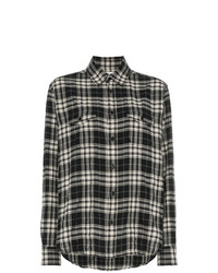 Женская черная классическая рубашка в шотландскую клетку от Saint Laurent