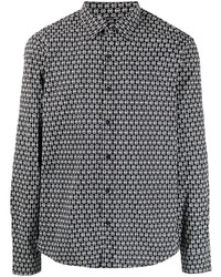 Мужская черная классическая рубашка с геометрическим рисунком от Michael Kors