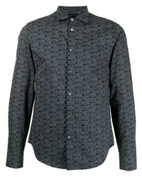Мужская черная классическая рубашка с принтом от Emporio Armani