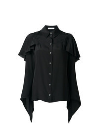 Черная классическая рубашка с рюшами