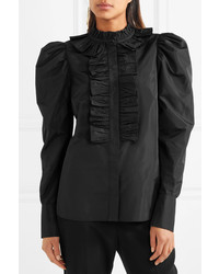 Женская черная классическая рубашка с рюшами от Stella McCartney