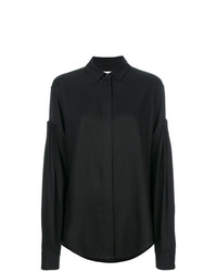 Женская черная классическая рубашка с рюшами от Saint Laurent