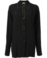 Женская черная классическая рубашка с украшением от No.21