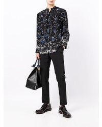 Мужская черная классическая рубашка с цветочным принтом от Lisa Von Tang
