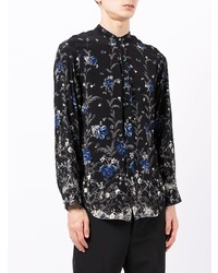 Мужская черная классическая рубашка с цветочным принтом от Lisa Von Tang