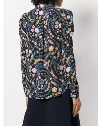 Женская черная классическая рубашка с цветочным принтом от See by Chloe