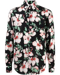 Мужская черная классическая рубашка с цветочным принтом от Tom Ford