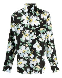 Мужская черная классическая рубашка с цветочным принтом от Tom Ford
