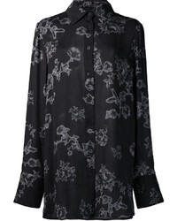 Женская черная классическая рубашка с цветочным принтом от Vera Wang