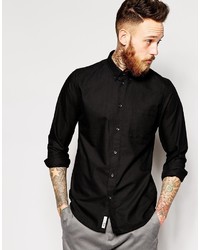 Мужская черная классическая рубашка от Wood Wood