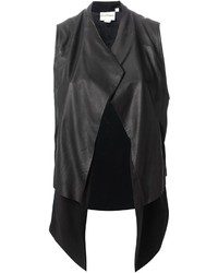 Женская черная кожаная безрукавка от DKNY