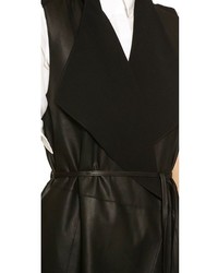 Женская черная кожаная безрукавка от Vince