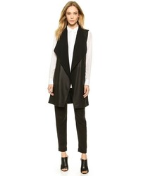 Женская черная кожаная безрукавка от Vince