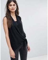 Черная кожаная блузка от AllSaints