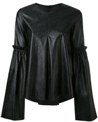 Черная кожаная блузка от MM6 MAISON MARGIELA