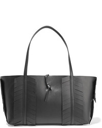 Черная кожаная большая сумка c бахромой от Kara