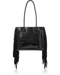 Черная кожаная большая сумка c бахромой от Tamara Mellon
