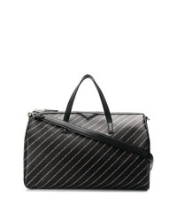 Черная кожаная большая сумка в вертикальную полоску от Karl Lagerfeld