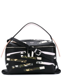 Черная кожаная большая сумка с камуфляжным принтом от Kenzo