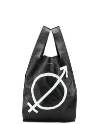 Мужская черная кожаная большая сумка с принтом от Balenciaga