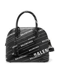 Черная кожаная большая сумка с принтом от Balenciaga