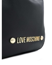 Черная кожаная большая сумка с принтом от Love Moschino