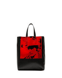 Черная кожаная большая сумка с принтом от Calvin Klein 205W39nyc