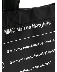 Черная кожаная большая сумка с принтом от MM6 MAISON MARGIELA