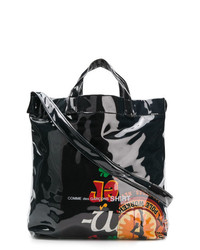 Мужская черная кожаная большая сумка с принтом от Comme Des Garcons SHIRT